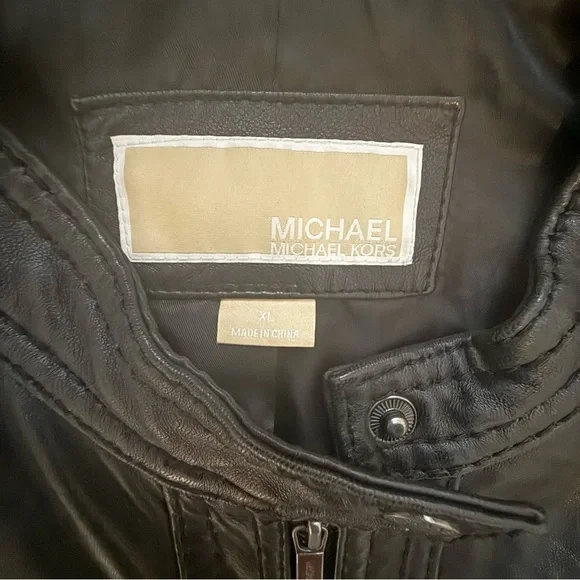 Michael Kors Black genuine Leather biker Jacket women’s xl